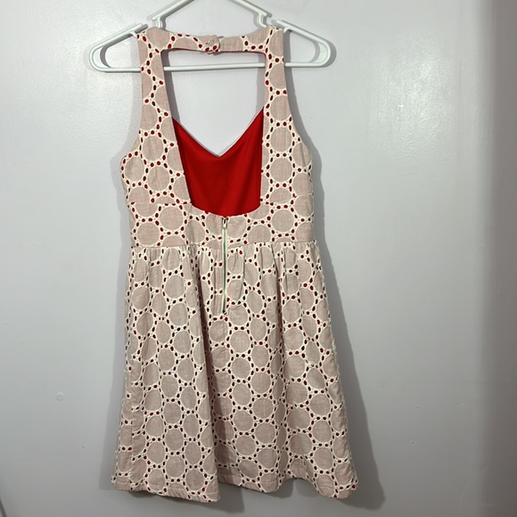 Freeway, small, white eyelet over red summer mini dress - Picture 2 of 5